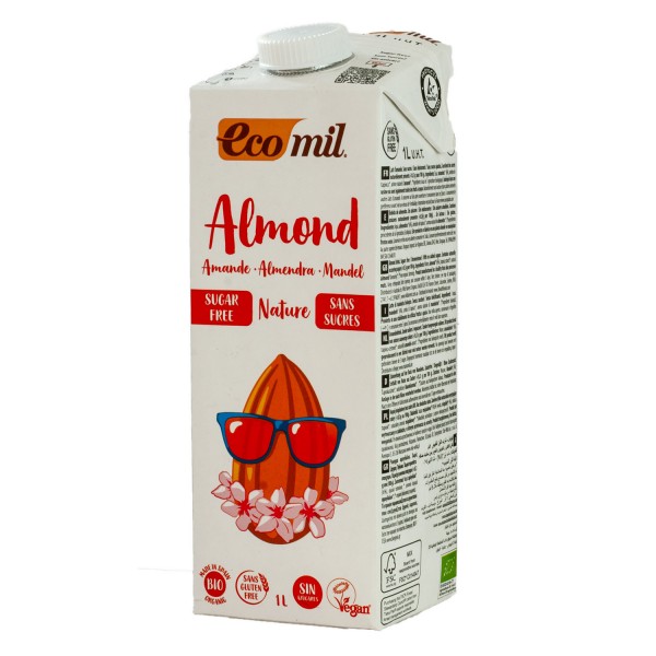 ECOMIL økologisk og sukkerfri mandelmelk, 1L