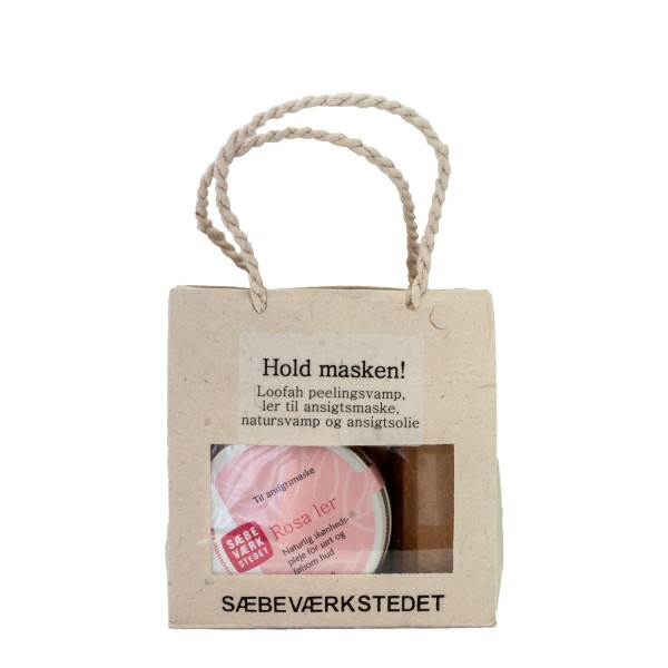 SÆBEVÆRKSTEDET Gavepose "hold masken" rosa leire