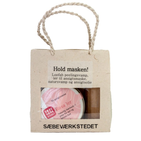 SÆBEVÆRKSTEDET Gavepose "hold masken" rosa leire