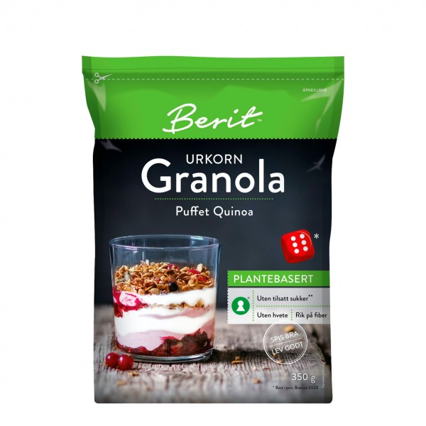 BERIT Granola med puffet quinoa, 350g