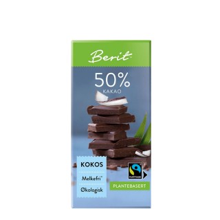 BERIT sjokolade 50% kokos 80g