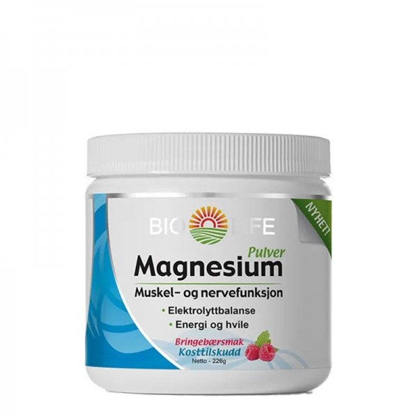 BIO-LIFE Magnesium pulver bringebærsmak 225g