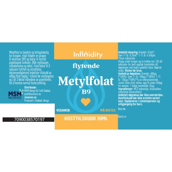 INFLUIDITY flytende metylfolat B9 30ml