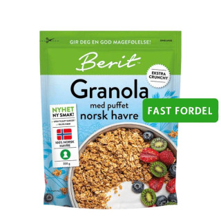 Berit Granola med puffet norsk havre | Uten tilsatt sukker