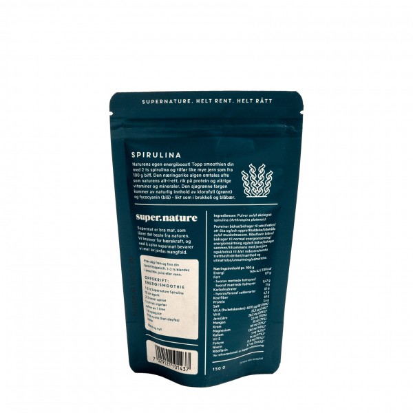 SUPERNATURE Økologisk Spirulina pulver 150g