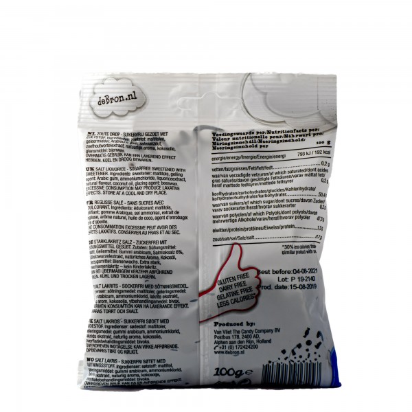 DeBRON Salt Liquorice sugar free, 100g