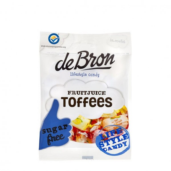 DeBRON Fruitjuice Toffees sugar free, 90g