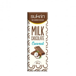 Sukrin melkesjokolade m/kokos, 40g
