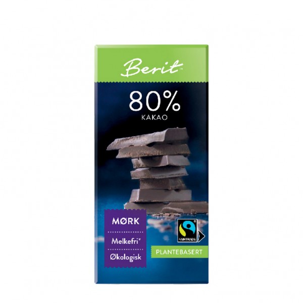 BERIT melkefri 80% mørk sjokolade, 80g